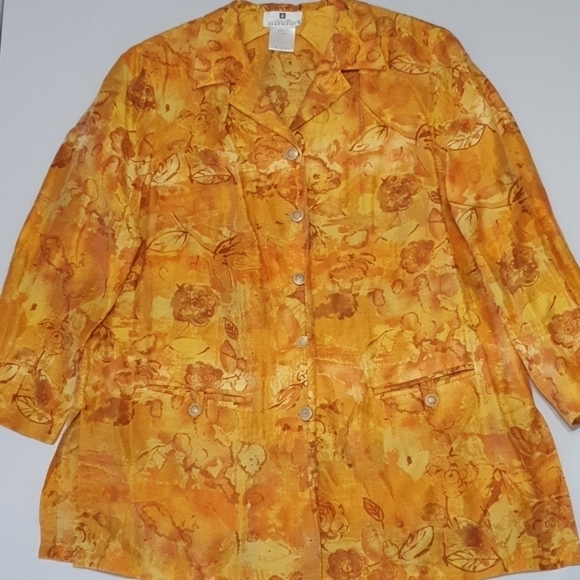 Givenchy Blended Linen Floral Tiger Orange Coat - Picture 3 of 9